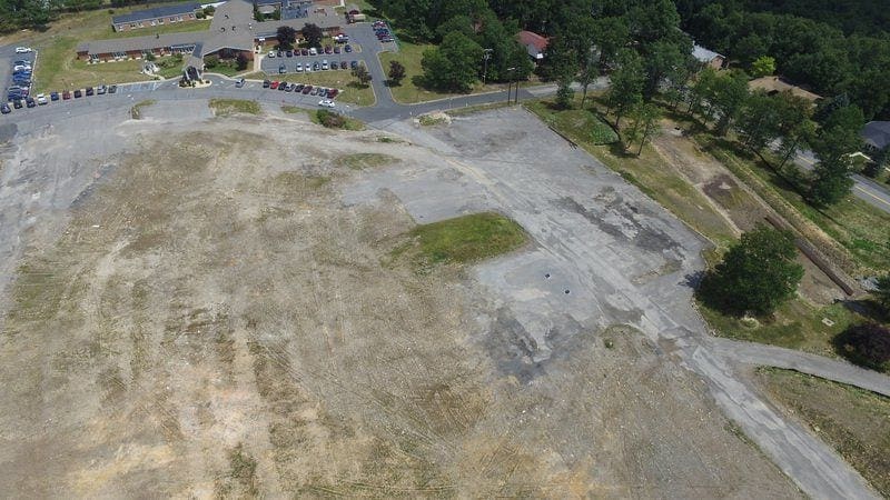 This aerial photo shows the former Sacred Heart Hospital site on Haystack Mountain, where a new Allegany High School will be built.